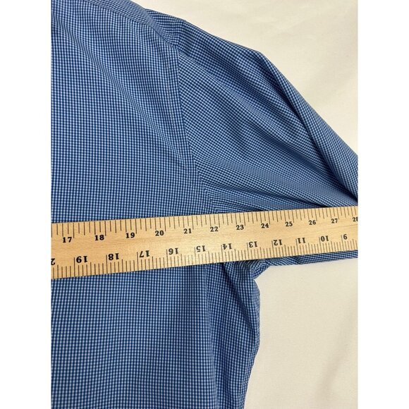 Ted Baker Men's Franks Trim Fit Houndstooth Shirt 100% Cotton Blue Sz 17.5 34/32 - Picture 5 of 15